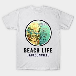 Jacksonville Florida Vintage retro Old Map T-Shirt